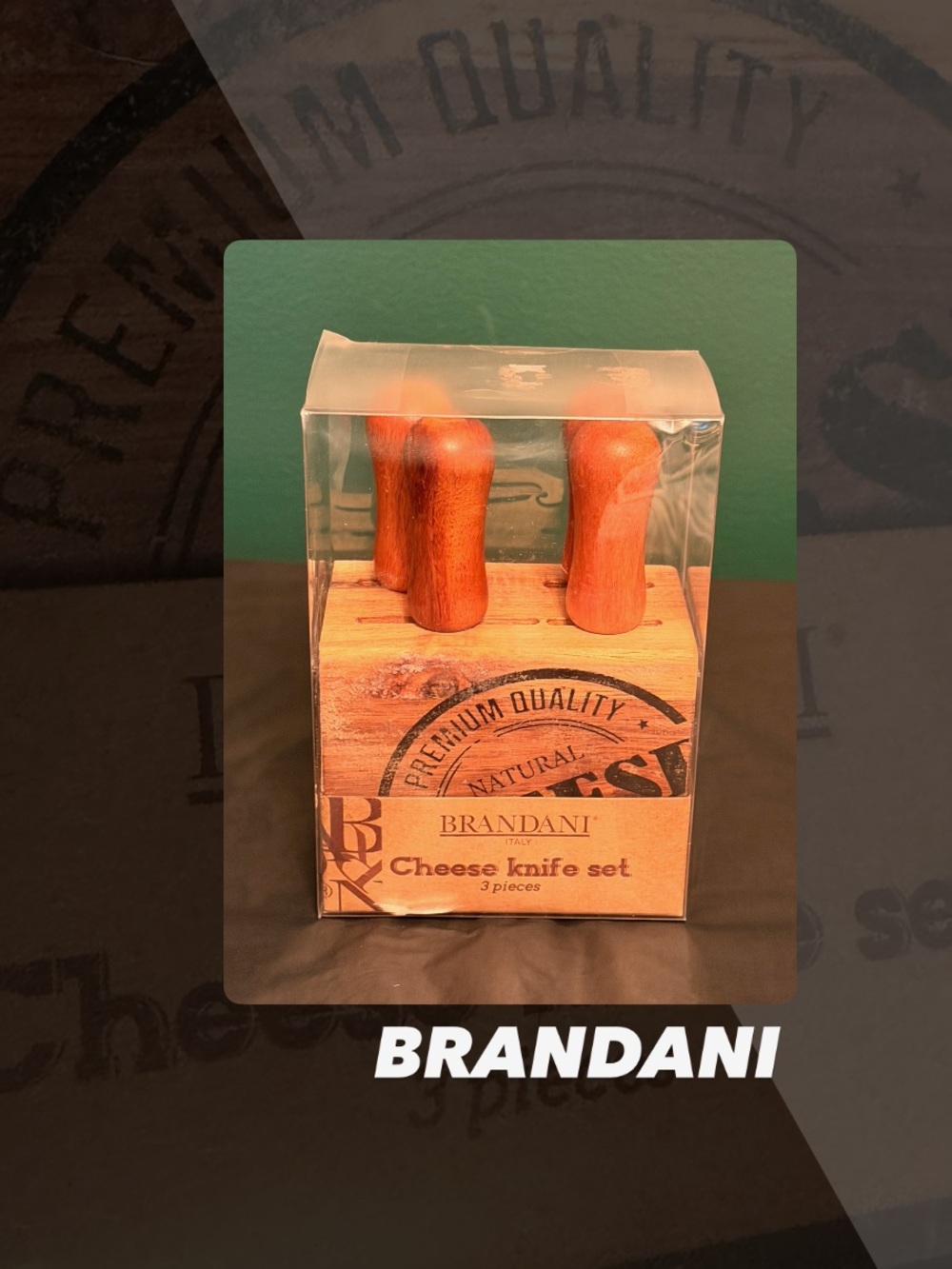 NIB Brandani 3 Piece Cheese Knife Set